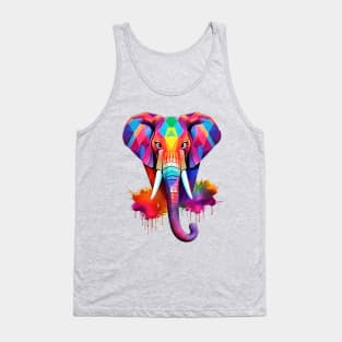 Geometric Elephant Splash Art Tank Top